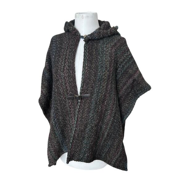 John Branigan Weavers Ireland Wool Alpaca Blend Hooded Cape Poncho Shawl OS - Picture 1 of 10